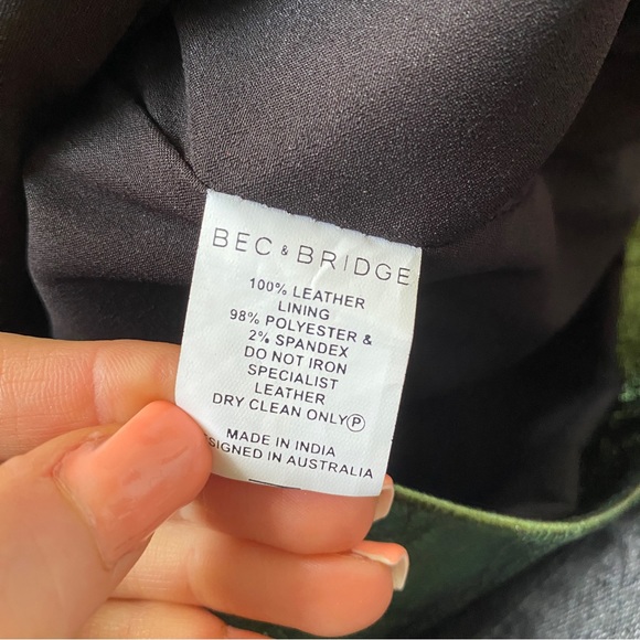 Bec & Bridge metallic leather green mini skirt size 6 - Picture 7 of 7